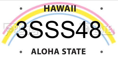 3SSS48 Hawaii License Plate