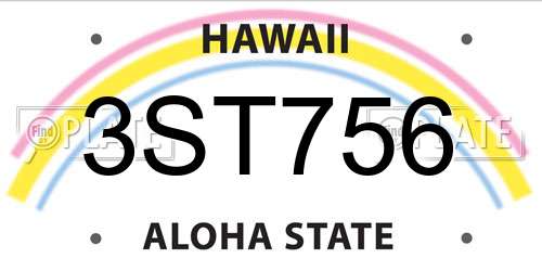 3ST756 Hawaii License Plate