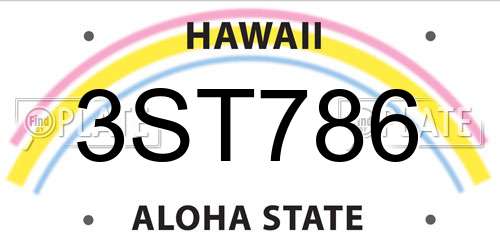 3ST786 Hawaii License Plate