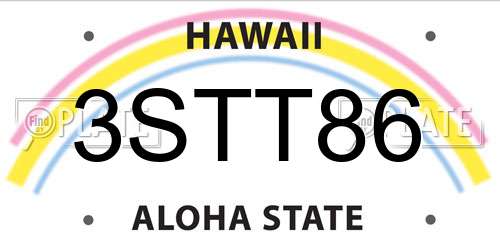 3STT86 Hawaii License Plate