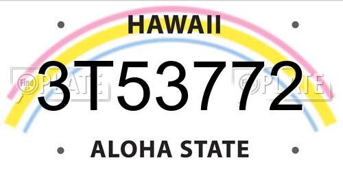 3T53772 Hawaii License Plate