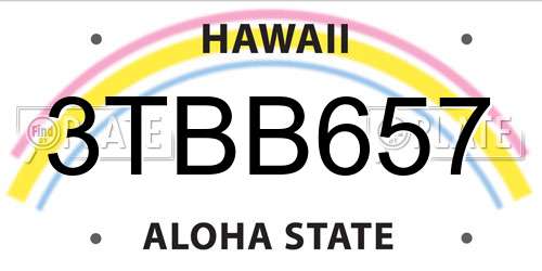 3TBB657 Hawaii License Plate