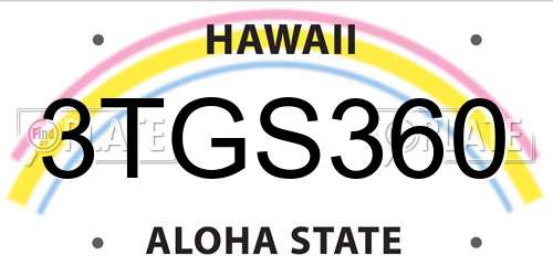 3TGS360 Hawaii License Plate