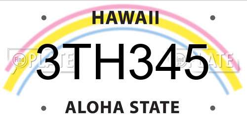3TH345 Hawaii License Plate