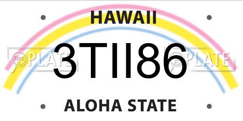 3TII86 Hawaii License Plate
