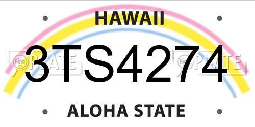 3TS4274 Hawaii License Plate