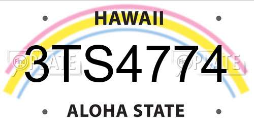 3TS4774 Hawaii License Plate