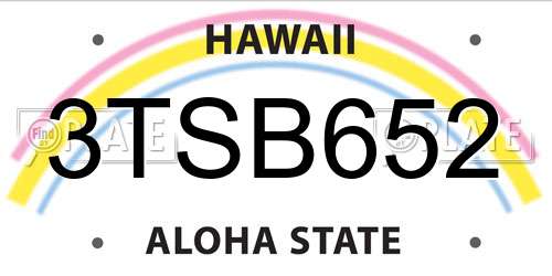 3TSB652 Hawaii License Plate