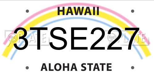 3TSE227 Hawaii License Plate