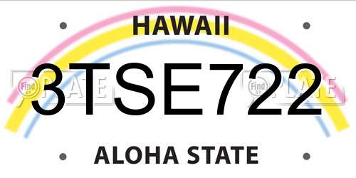 3TSE722 Hawaii License Plate