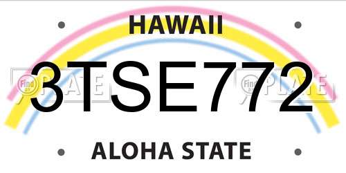 3TSE772 Hawaii License Plate