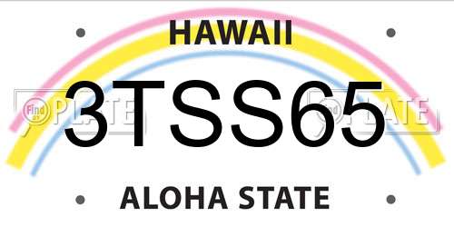 3TSS65 Hawaii License Plate