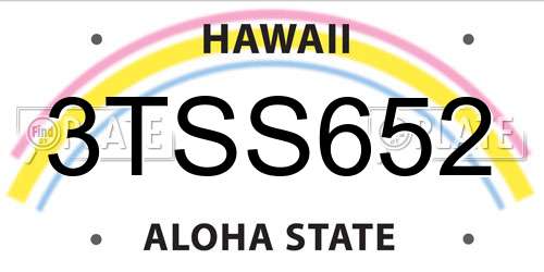 3TSS652 Hawaii License Plate