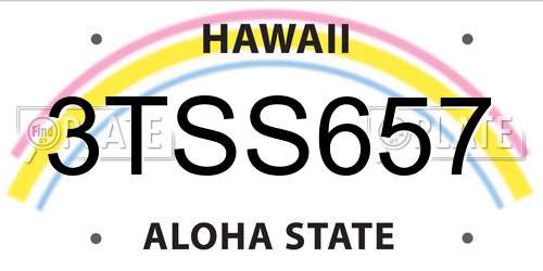 3TSS657 Hawaii License Plate