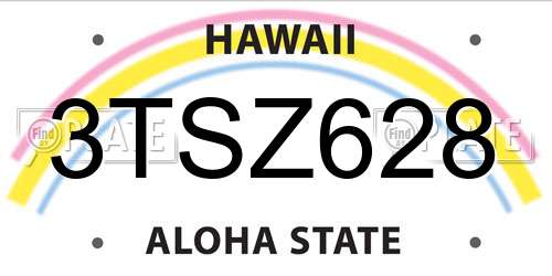 3TSZ628 Hawaii License Plate