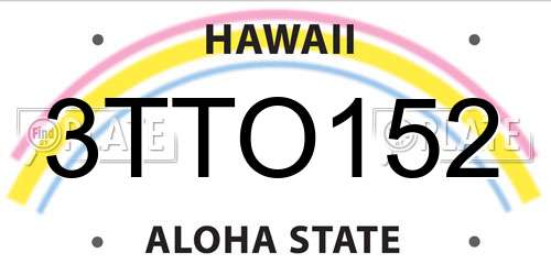 3TTO152 Hawaii License Plate