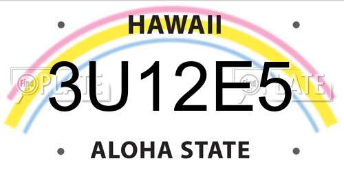3U12E5 Hawaii License Plate