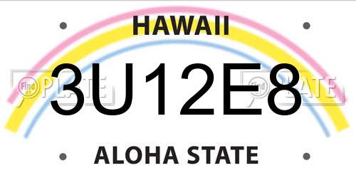 3U12E8 Hawaii License Plate