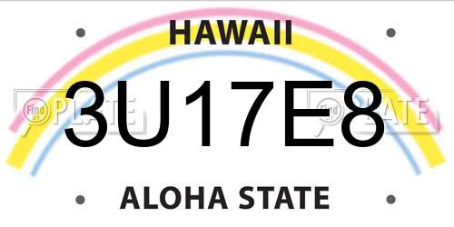 3U17E8 Hawaii License Plate