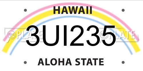 3UI235 Hawaii License Plate