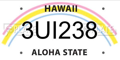 3UI238 Hawaii License Plate