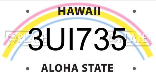 3UI735 Hawaii License Plate