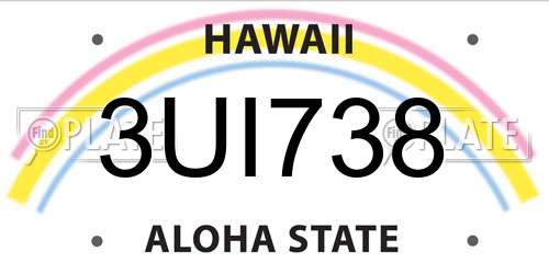 3UI738 Hawaii License Plate