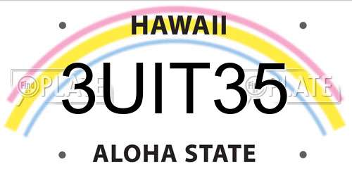 3UIT35 Hawaii License Plate