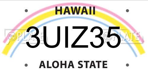 3UIZ35 Hawaii License Plate