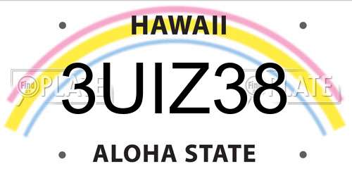 3UIZ38 Hawaii License Plate