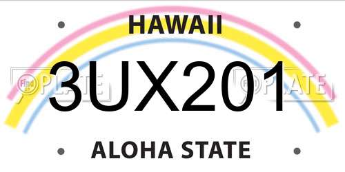 3UX201 Hawaii License Plate