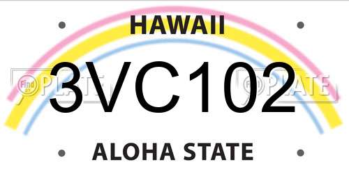 3VC102 Hawaii License Plate