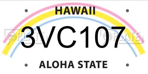 3VC107 Hawaii License Plate