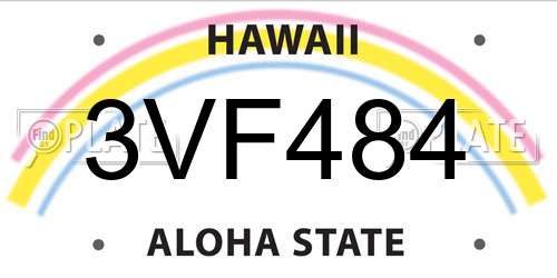 3VF484 Hawaii License Plate