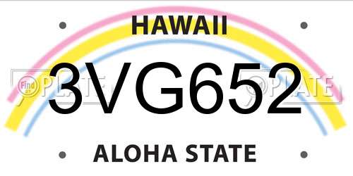 3VG652 Hawaii License Plate