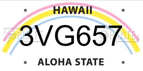 3VG657 Hawaii License Plate