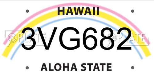 3VG682 Hawaii License Plate