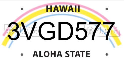3VGD577 Hawaii License Plate