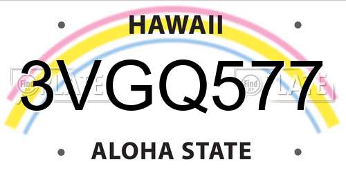 3VGQ577 Hawaii License Plate