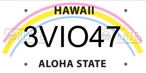 3VIO47 Hawaii License Plate