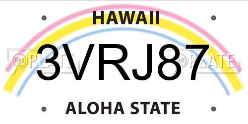 3VRJ87 Hawaii License Plate