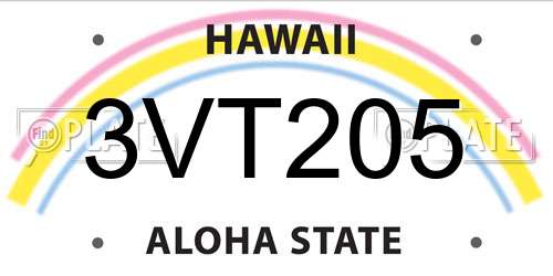 3VT205 Hawaii License Plate