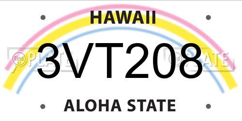 3VT208 Hawaii License Plate