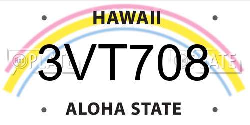 3VT708 Hawaii License Plate