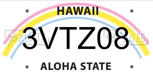 3VTZ08 Hawaii License Plate