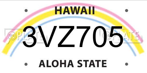 3VZ705 Hawaii License Plate