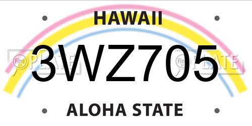3WZ705 Hawaii License Plate