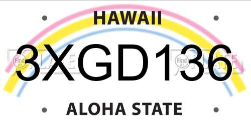 3XGD136 Hawaii License Plate