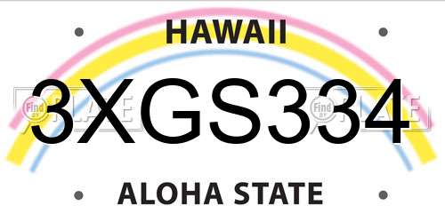 3XGS334 Hawaii License Plate