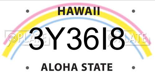 3Y36I8 Hawaii License Plate